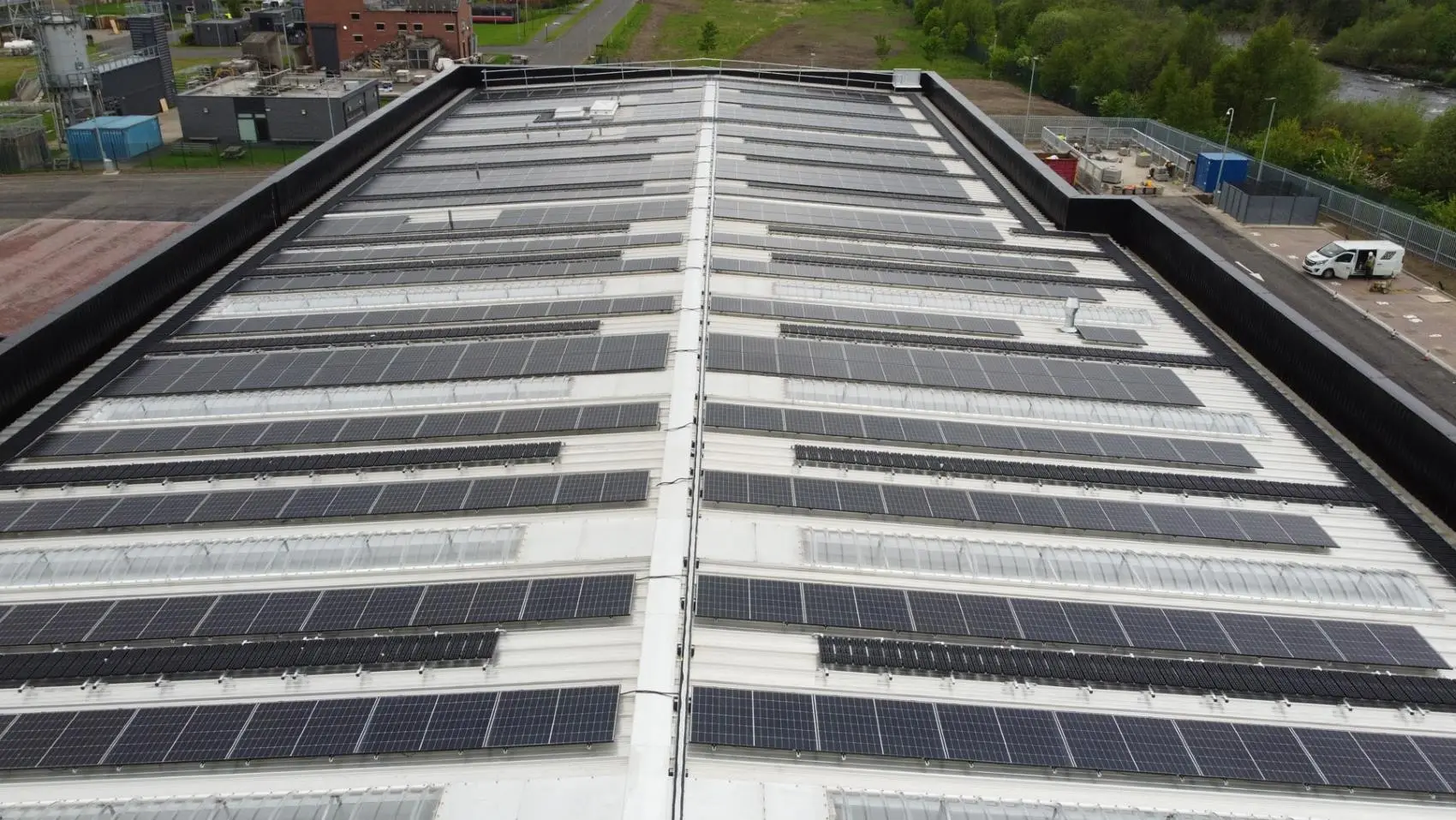 AN industrial estate roof solar installation